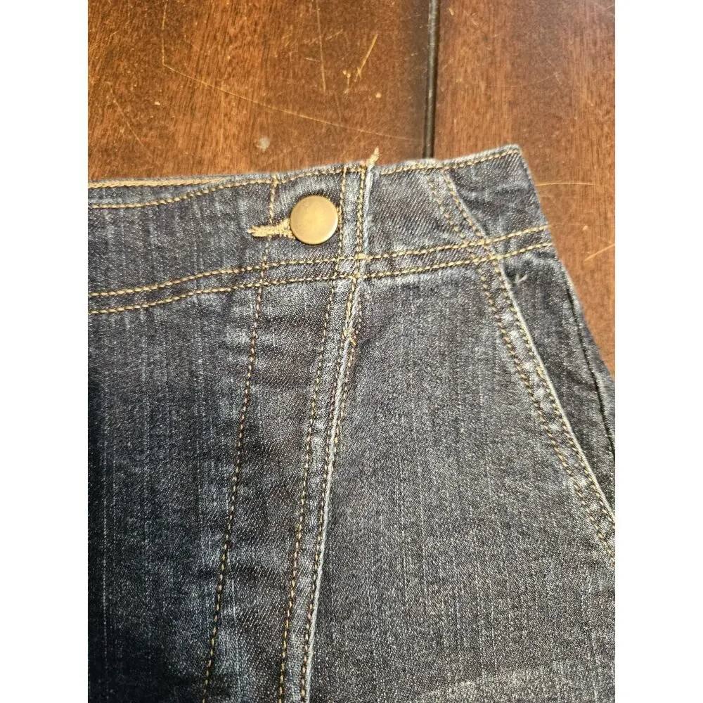 Garnet Hill Straight Faux Wrap Denim Skirt Womens Size 6 Cut Off
